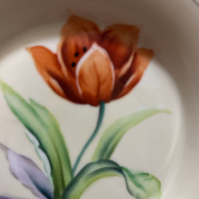 Art Deco Noritake Hand-Painted Trinket Dish Featuring an Art Deco Floral Tulip Design For Sale - Image 3 of 6