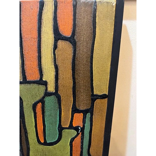 Textile Mid-Century Modern Signed Painting of a Menorah For Sale - Image 7 of 13