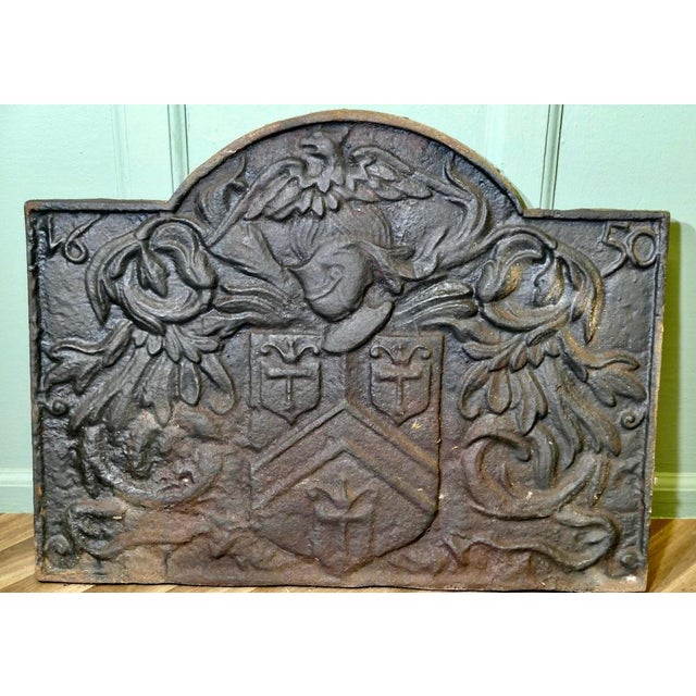 French Arch Top Fire Back Armour and Eagle For Sale - Image 3 of 9