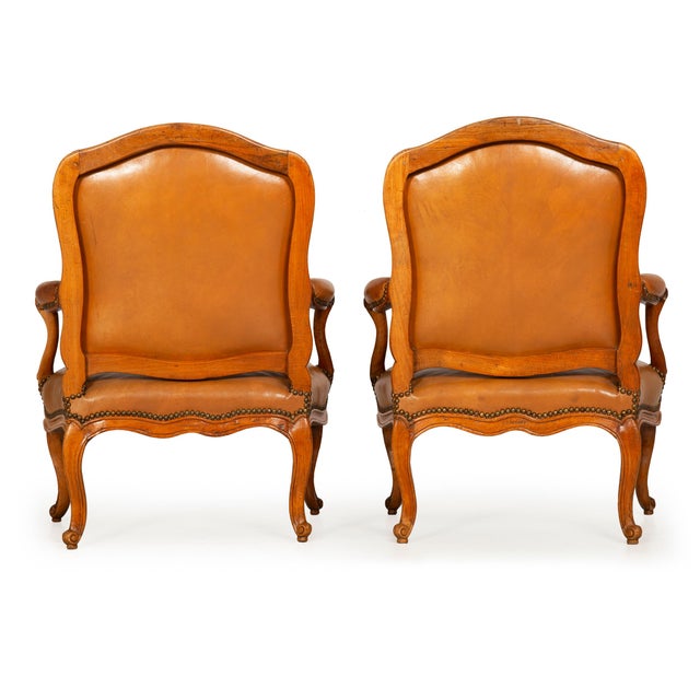 Mid 18th Century Pair of French Louis XV Carved Fauteuils Arm Chairs by Louis Cresson Ca. 1750 For Sale - Image 5 of 18