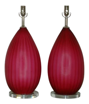 Vintage Murano Glass Lamps Cranberry