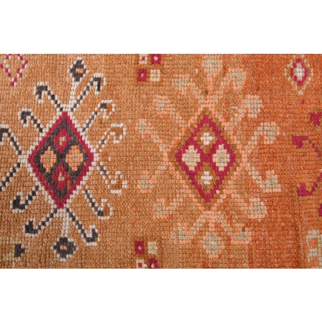 Vintage Turkish Hand-Knotted Wool Cotton Orange Runner Rug For Sale - Image 6 of 9