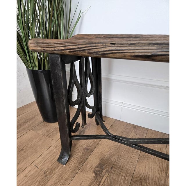 Wood Antique Italian Slat Wooden Bench in Cast Iron, 1890s For Sale - Image 7 of 10