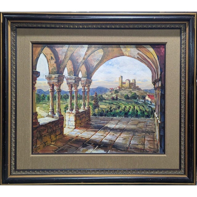Late 20th Century "Ancient Tuscany" Original Italian Landscape Painting by Leland Beaman, Framed For Sale - Image 4 of 4