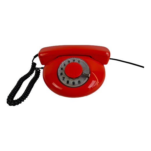 Mid-Century Orange Rotary Desk Telephone from Tesla, Czechoslovakia, 1970s For Sale
