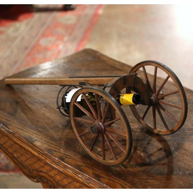 Early 20th Century French Oak and Iron Wine Bottle Carrier Trolley For Sale - Image 4 of 9
