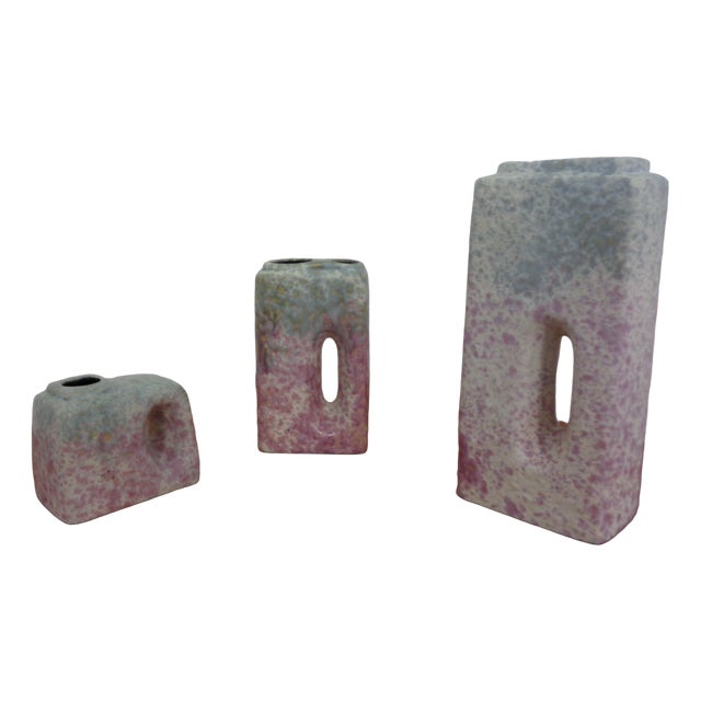 Pink Vases from Ü-Keramik, 1970s, Set of 3 For Sale