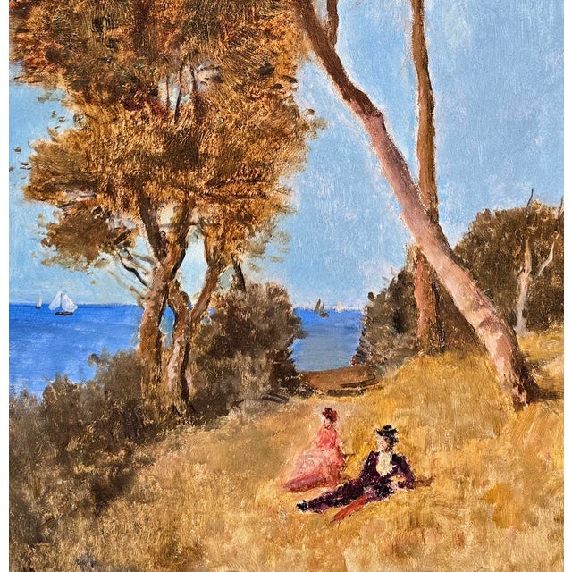 Late 19th Century Alfred Stevens —Romantic Couple Overlooking the Sea (Royan, 1897)—Oil Painting For Sale - Image 5 of 10