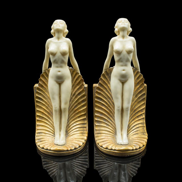 Pair of Vintage Figural Bookends, English, Nude Figure, Art Deco Revival, c.1960 For Sale - Image 4 of 12