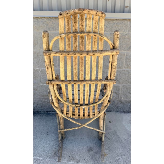 Folk Art Handmade Vintage Folk Art Weathered Twig Rocking Chair For Sale - Image 3 of 12