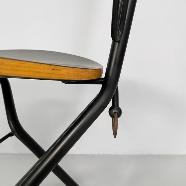 Italian Modern Black Wood and Metal Folding Chair, 1980s For Sale - Image 9 of 18