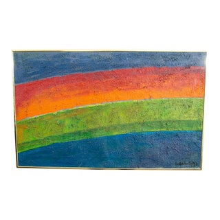 Mid Century Modern Oil Painting George Constant Art Rainbow Original Signed MCM For Sale