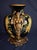Black Vintage Neoclassical Ceramic Amphora Vase Lyre Floral Gilt Figural Urn 15” For Sale - Image 8 of 14