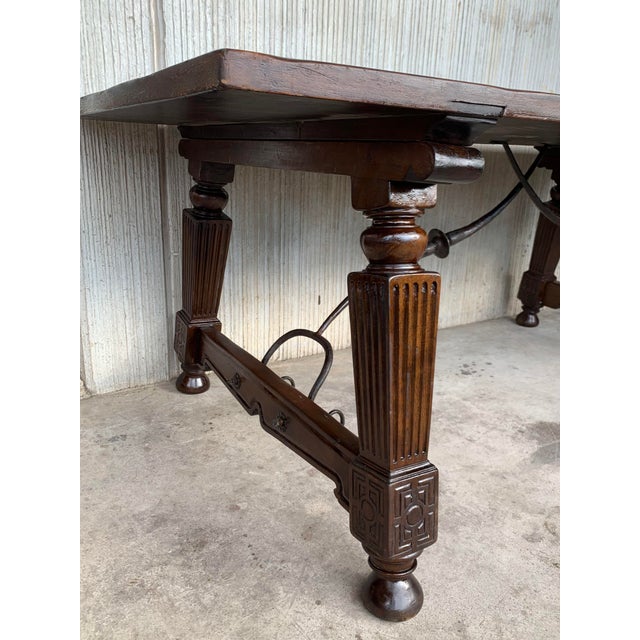 Brown Mid 19th Century Spanish Walnut Fratino Dining Table For Sale - Image 8 of 13