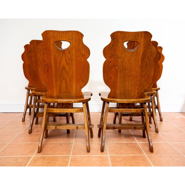 Vintage Belgian Dining Chairs in Oak, 1960s, Set of 6 For Sale - Image 13 of 18