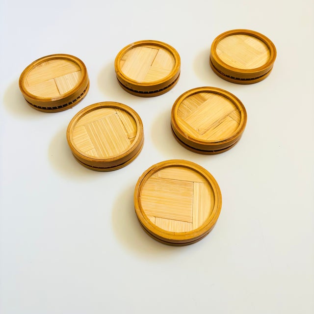 Vintage Wicker Coasters - Set of 6 For Sale - Image 9 of 9