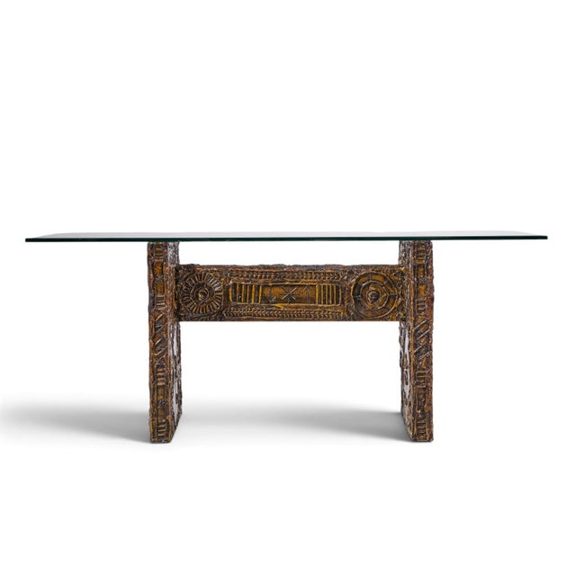Adrian Pearsall for Craft Associates Mid Century Brutalist Glass Top Dining Table For Sale In Chicago - Image 6 of 7