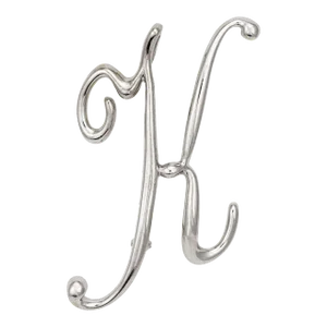 Letter K Pendant Brooch Vintage Platinum Large Initial Script Estate Jewellery