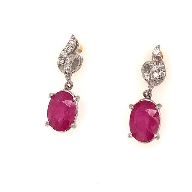 Red Natural Ruby Diamond Earrings 14k Gold 1.55 TCW Certified For Sale - Image 8 of 14