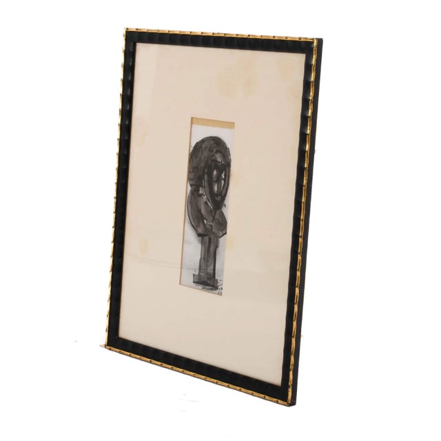 Late 20th Century Framed Signed J. Akston African Fetish Enamel on Paper Painting For Sale - Image 5 of 10