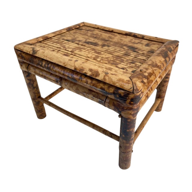 Tan Vintage Tortoiseshell Bamboo Stool or Stand For Sale - Image 8 of 10