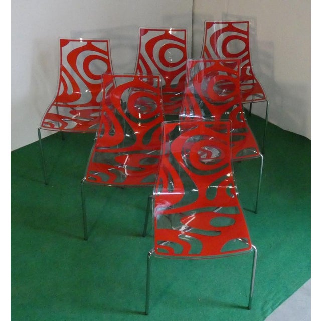 Technopolymer Chairs with Chrome Steel Frames by Luisa Battaglia for Scab Design, Italy, 1900s, Set of 6 For Sale - Image 4 of 18