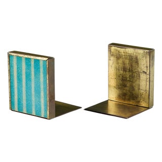 Pair of Jade Snow Wong Turquoise Enamel Bookends For Sale