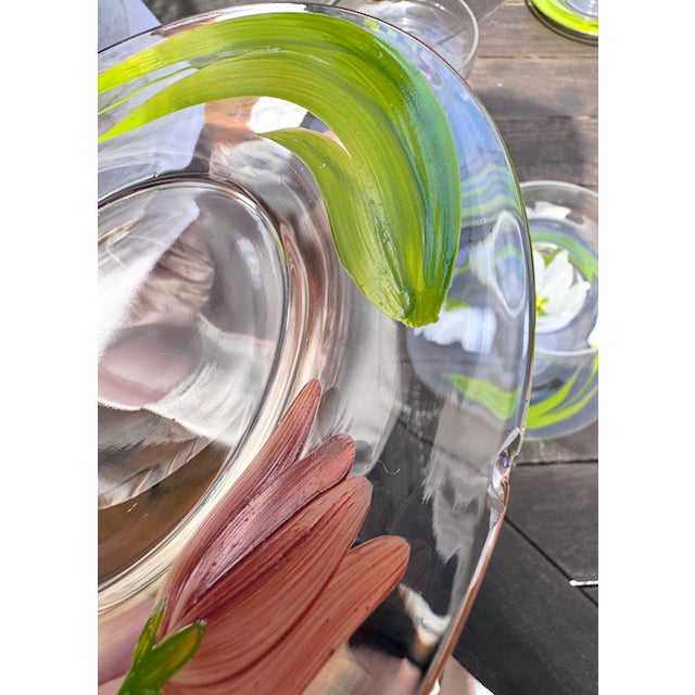 Vintage Hand Painted Tulip Glass Shrimp Cocktail Set For Sale - Image 11 of 11