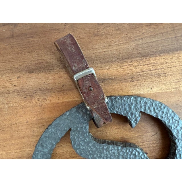 American Late 20th Century "S" Wrought Southwestern Ranch Symbol With Leather Strap For Sale - Image 3 of 5