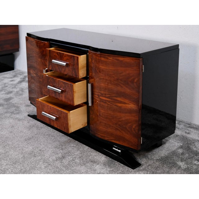 Wood Art Deco Sideboard in Walnut with Nickel Fittings, 1930s For Sale - Image 7 of 10
