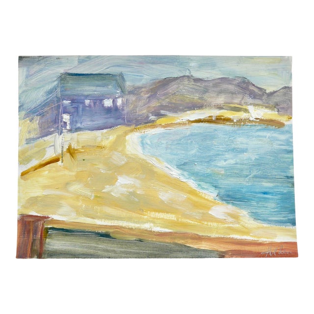 Modern "Summer Beach" Contemporary Painting on Paper For Sale