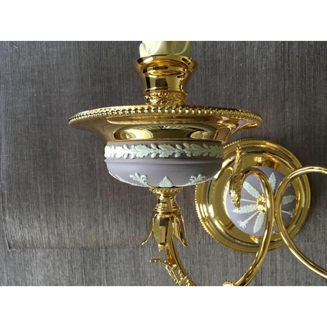 Postmodern Brass Porcelain Wall Lights, Italy, 1970s, Set of 2 For Sale - Image 17 of 18