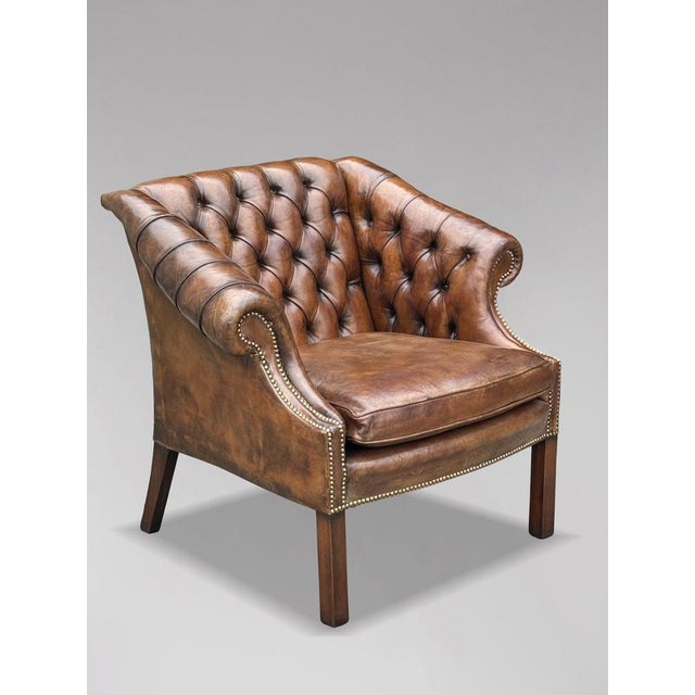 Brown Leather Club Armchair, 1880s For Sale - Image 10 of 11