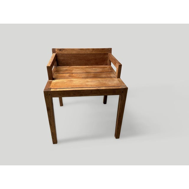 Contemporary Andrianna Shamaris Minimalist Teak Wood Chair For Sale - Image 3 of 5