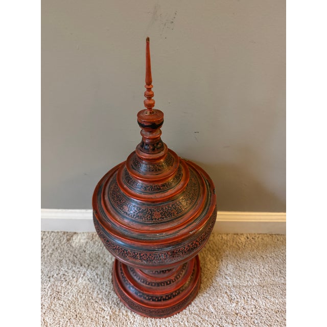 Antique Burmese Hsun-Ok Ceremonial Offering Vessel | Yun Lacquerware | Late 19th / Early 20th Century For Sale - Image 6 of 10