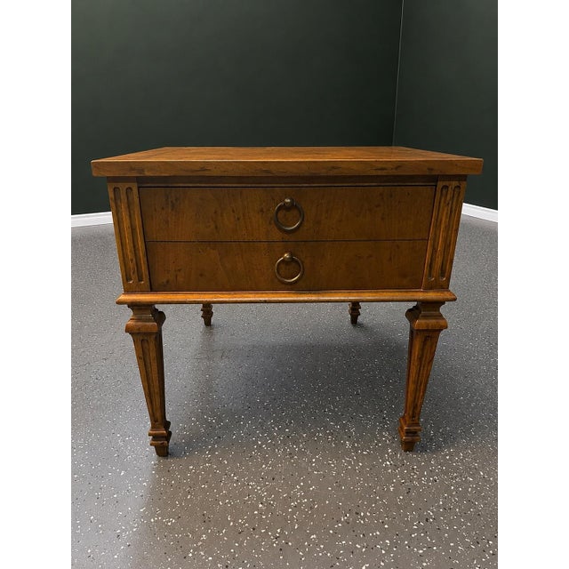 Brown 1960’s Heritage Furniture Burl Wood Nightstands (A Pair) For Sale - Image 8 of 11