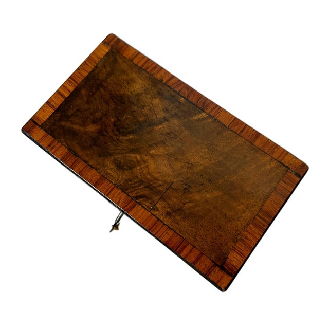 Early 19th Century English Regency Burr Walnut Two-Compartment Tea Caddy Box For Sale - Image 4 of 8
