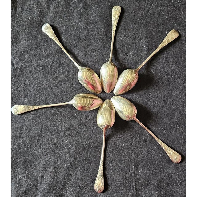 Antique French Minerva and Vermeil Silver Teaspoons by Henri Soufflot, Paris, France, 1890s, Set of 6 For Sale - Image 9 of 10