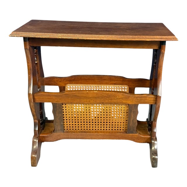 Vintage Wooden Magazine Rack Side Table, 1950 For Sale