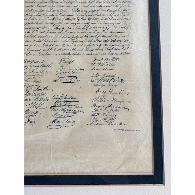 Declaration of Independence 1895 Sherwood Lithograph Rare Bicentennial Framed For Sale - Image 10 of 12