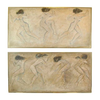 Bas-Reliefs with Figures of Women, England, 1940, Scagliola, Set of 2 For Sale