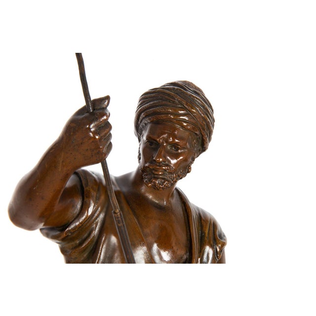 Rare French Orientalist Bronze Sculpture Arab Warrior After Jean Didier Debut For Sale - Image 11 of 12