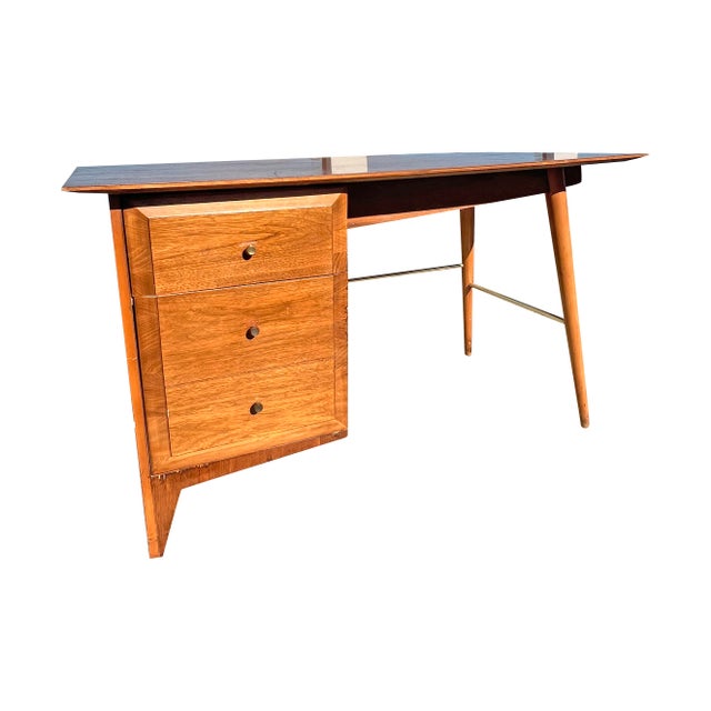 Wood Vintage Mid Century Modern Designer Desk in Paul McCobb Style For Sale - Image 7 of 10