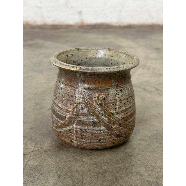 Mid-Century Modern Vintage Signed Ceramic Upright Vessel For Sale - Image 3 of 8