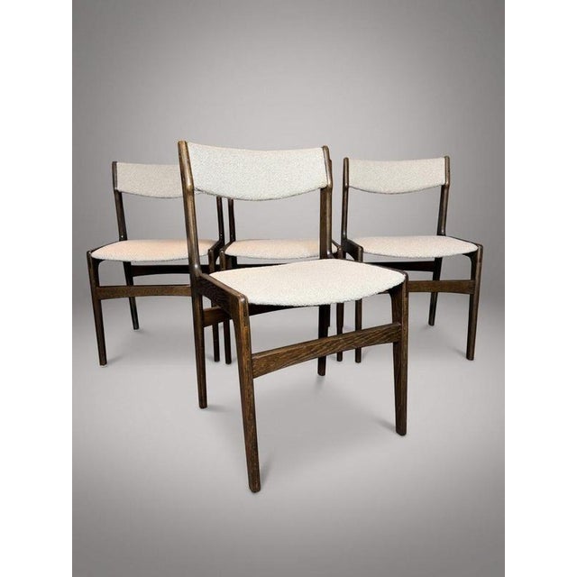 Textile Mid-Century Danish Stained Oak Dining Chairs attributed to Erik Buch, 1960s, Set of 4 For Sale - Image 7 of 7