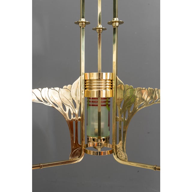 Jugendstil Chandelier with Painted Opaline Glass Shades, Vienna, 1908 For Sale - Image 16 of 18