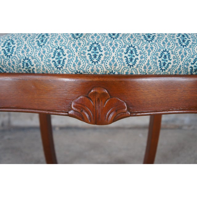 Wood Early 20th Century Antique Victorian Rose Carved Walnut Balloon Back Parlor Vanity Desk Chair For Sale - Image 7 of 12