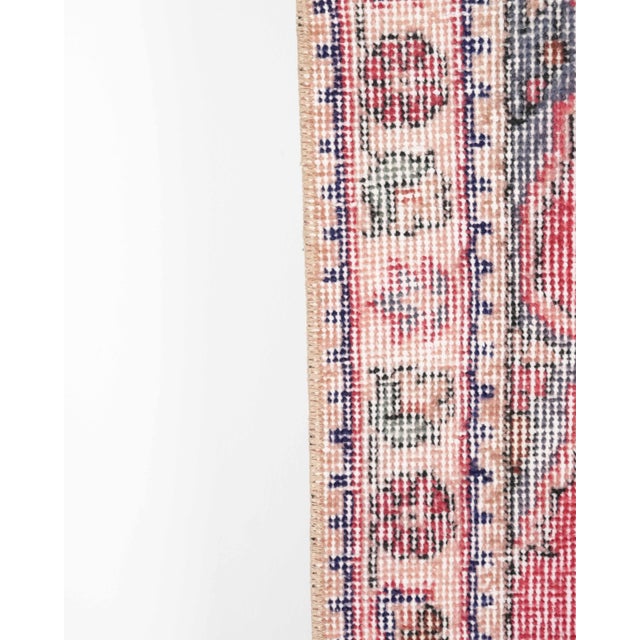 1970s 1970s Vintage Turkish Oushak Handmade Wool Cotton Red Area Rug For Sale - Image 5 of 10