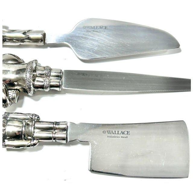 1990s 1990s Wallace Silversmiths Christmas Cheese Serving Set, Santa, Nutcracker & Candy Cane For Sale - Image 5 of 5