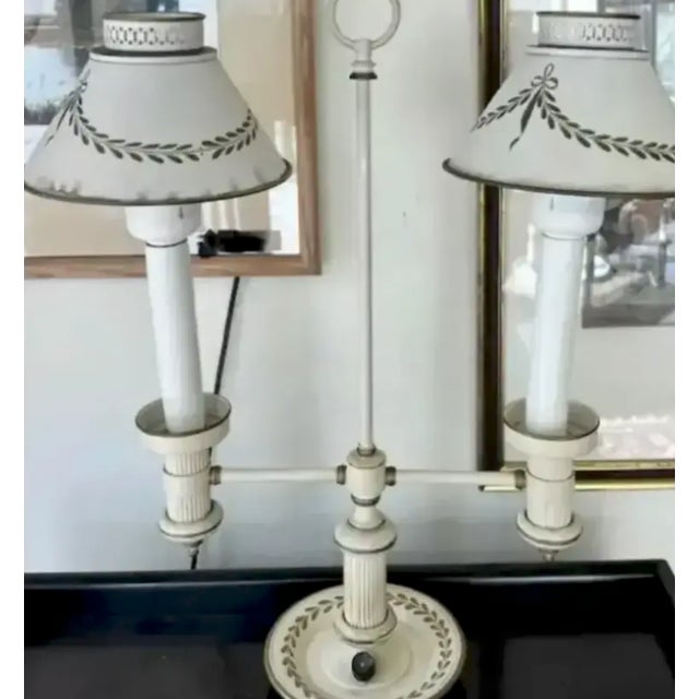Mid Century Toleware Double Shade Lamp For Sale - Image 9 of 9